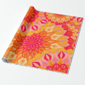 Papier Cadeau Mandala superposé orange rose jaune (Déroulé)