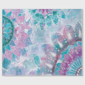 Papier Cadeau Mandala türkis en rose vif (Plat)