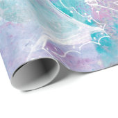 Papier Cadeau Mandala türkis en rose vif (Coin rond)