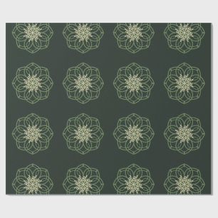 Papier cadeau Mandala Vert foncé et Or, Élégant 