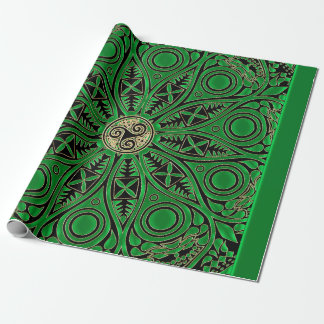 Papier Cadeau mandala vert irlandais de Triskele de Celtic