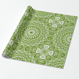 Papier Cadeau Mandala Vert Motif Naturel