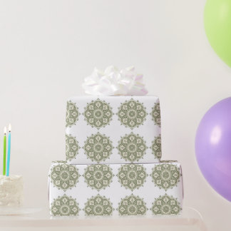 Papier Cadeau Mandala vert sauge bohème