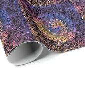 Papier Cadeau Mandala violet et jaune : dessin manuel (Coin rond)