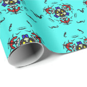 Papier Cadeau Mandala Zen Turquoise (Coin rond)