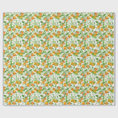 Papier Cadeau Mandarin : Motif coloré tropical (Plat)