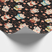 Papier Cadeau Maneki Neko Lucky Cats Pattern (Coin)
