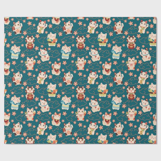 Papier Cadeau Maneki Neko Lucky Cats Pattern (Plat)