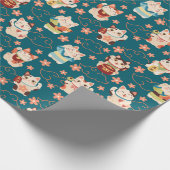 Papier Cadeau Maneki Neko Lucky Cats Pattern (Coin)