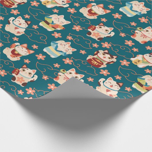 Papier Cadeau Maneki Neko Lucky Cats Pattern (Coin)