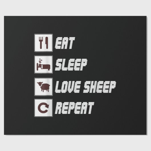 Papier Cadeau Mange sommeil amour mouton répéter | Don de devis (Plat)