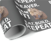 Papier Cadeau Manger Construire Répéter Drôle Castor Animal (Coin rond)