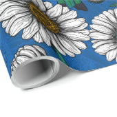 Papier Cadeau Mangeurs d'abeilles sur bleu (Coin rond)