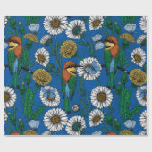 Papier Cadeau Mangeurs d'abeilles sur bleu (Plat)