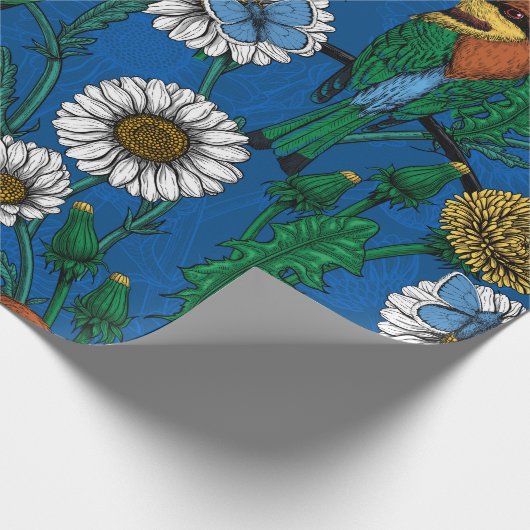 Papier Cadeau Mangeurs d'abeilles sur bleu (Coin)