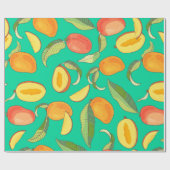 Papier Cadeau Mango. Motif sans couture avec tropique jaune et r (Plat)