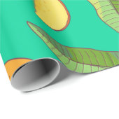 Papier Cadeau Mango. Motif sans couture avec tropique jaune et r (Coin rond)