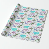 Papier Cadeau Manie des dinosaures colorés (Déroulé)