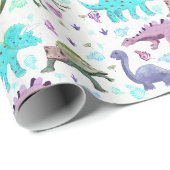 Papier Cadeau Manie des dinosaures colorés (Coin rond)