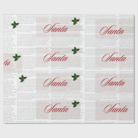 Papier Cadeau Manifestation de Noël père Noël dans un style vint (Plat)