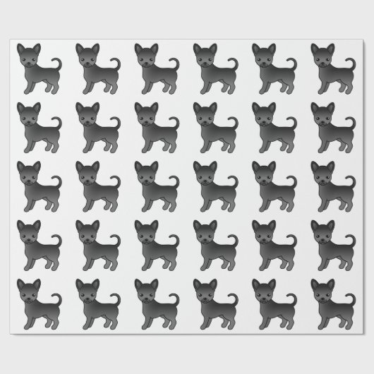 Papier Cadeau Manteau noir lisse Chihuahua mignon chien Motif (Plat)