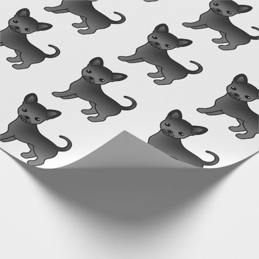 Papier Cadeau Manteau noir lisse Chihuahua mignon chien Motif (Coin)