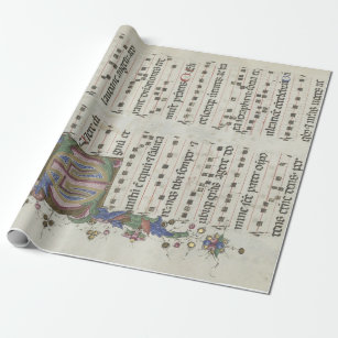 Papier Cadeau Manuscrit Illuminé De Musique Médiévale