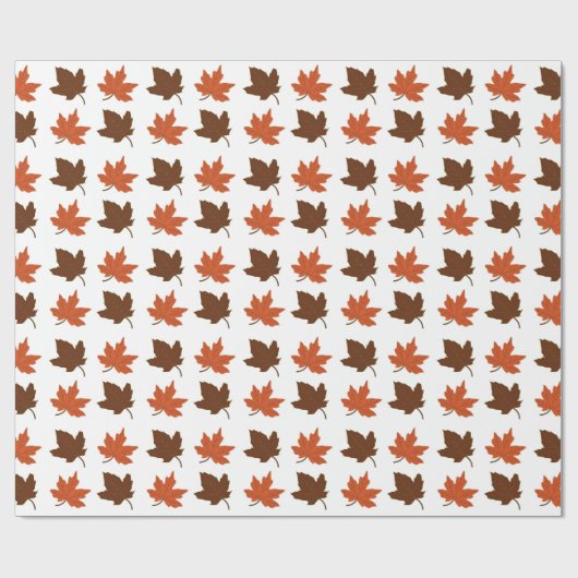 Papier Cadeau Maple Leaves Wrapping White Pattern (Plat)