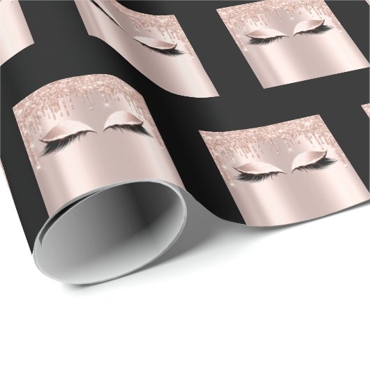 Papier Cadeau Maquillage Eyebrows Lashes Rose Spark Bridal Sweet (Coin rond)