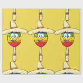 Papier Cadeau Maraca avec Sombrero Fiesta Colorée (Plat)