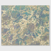 Papier Cadeau Marble Pastel Gold Blue Turquoise Strokes Idée cad (Plat)