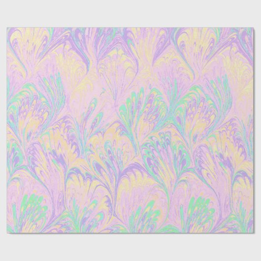 PAPIER CADEAU MARBLED PAPER,ABSTRACT PALE PINK PEACOCK PATTERN (Plat)