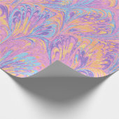 PAPIER CADEAU MARBLED PAPER,ABSTRACT PINK BLUE PEACOCK PATTERN (Coin)