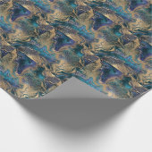 Papier Cadeau Marbrage bleu-or : arrière - plan abstrait. (Coin)