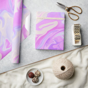 Papier Cadeau Marbre à dégradé iridescent rose et violet