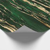 Papier Cadeau Marbre Abstrait or vert élégant (Coin)