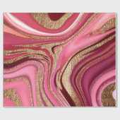 Papier Cadeau marbre Abstrait rose liquide avec parties scintill (Plat)