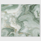Papier Cadeau Marbre Abstrait Vert Sauge (Plat)