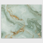 Papier Cadeau Marbre Abstrait Vert Sauge (Plat)