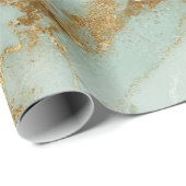 Papier Cadeau Marbre Abstrait Vert Sauge (Coin rond)