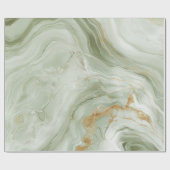 Papier Cadeau Marbre Abstrait Vert Sauge (Plat)