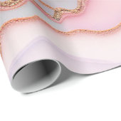 Papier Cadeau Marbre Agate Moderne Bleu Rose Collection Or (Coin rond)