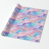 Papier Cadeau Marbre arc-en-ciel Pastel avec Parties scintillant (Déroulé)