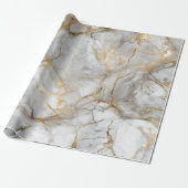 Papier Cadeau Marbre blanc avec veines dorées (Déroulé)