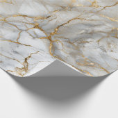 Papier Cadeau Marbre blanc avec veines dorées (Coin)