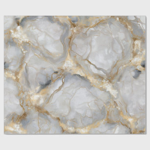 Papier Cadeau Marbre Blanc avec Veines Dorées