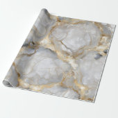 Papier Cadeau Marbre Blanc avec Veines Dorées (Déroulé)