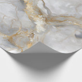 Papier Cadeau Marbre Blanc avec Veines Dorées (Coin)