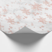 Papier Cadeau Marbre blanc de flocons d'or rose (Coin)