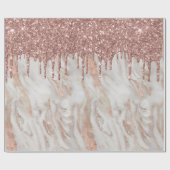 Papier Cadeau Marbre blanc de Parties scintillant Gold Rose tend (Plat)